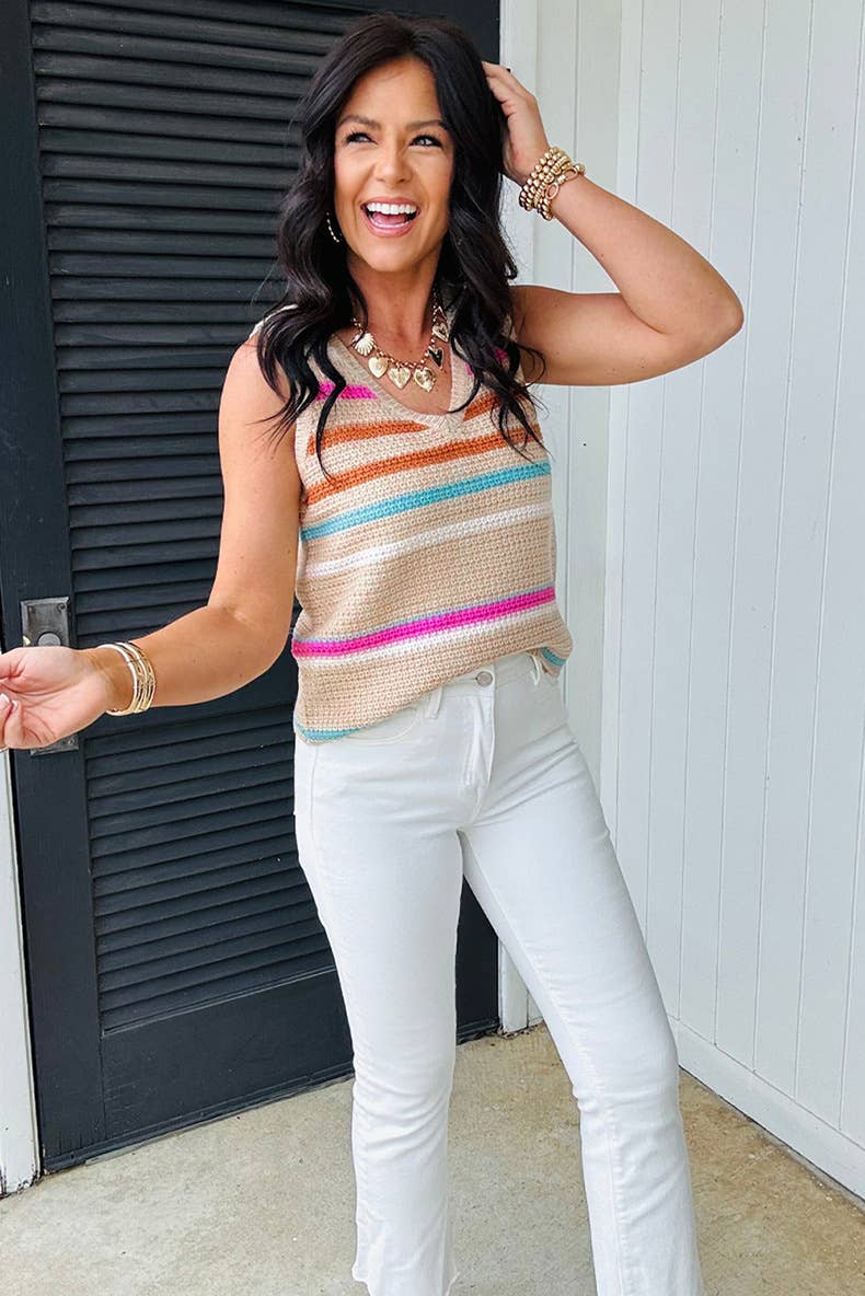 V-neck versatile printed woolen vest