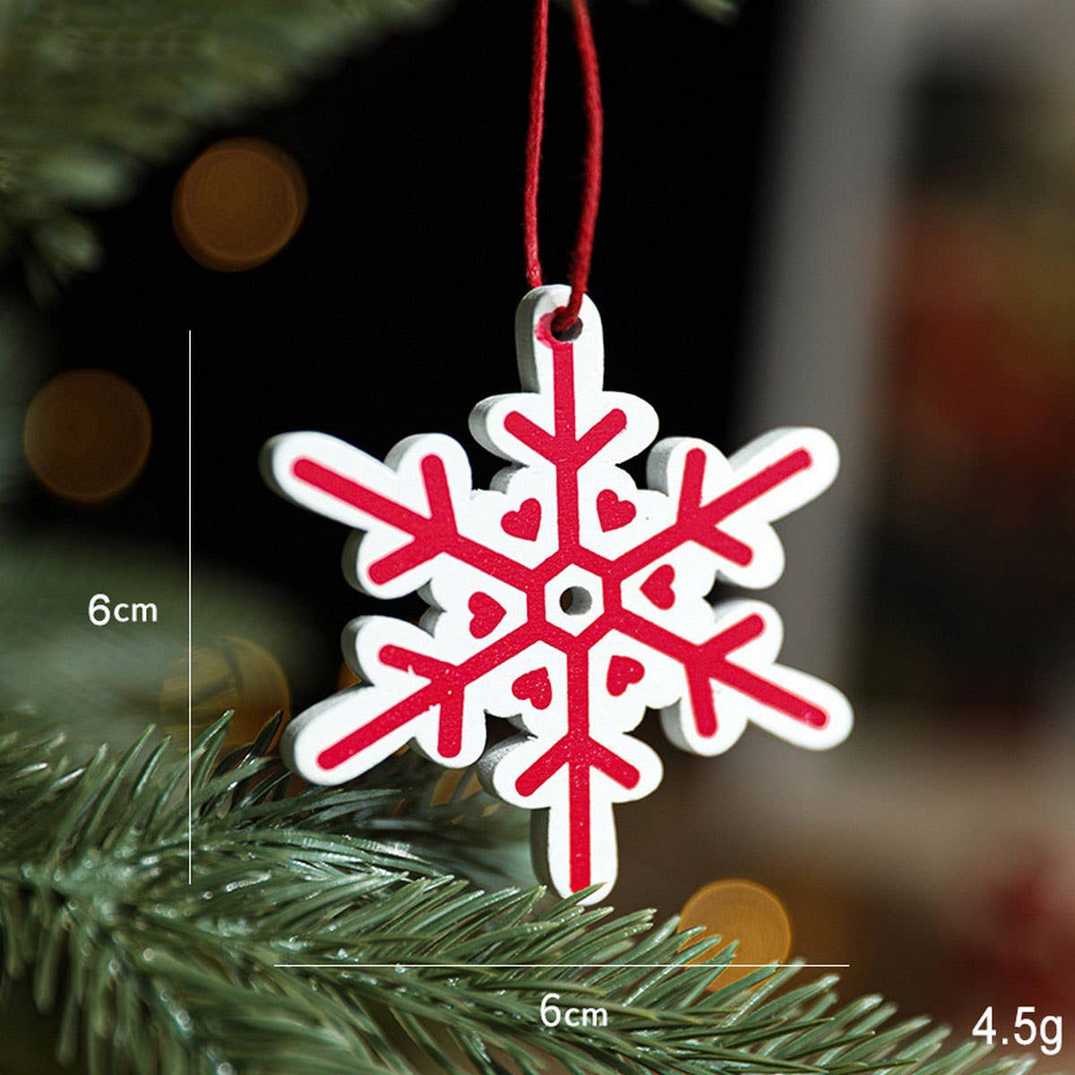 Colorful Wooden Santa Snowflake Tree Ornament