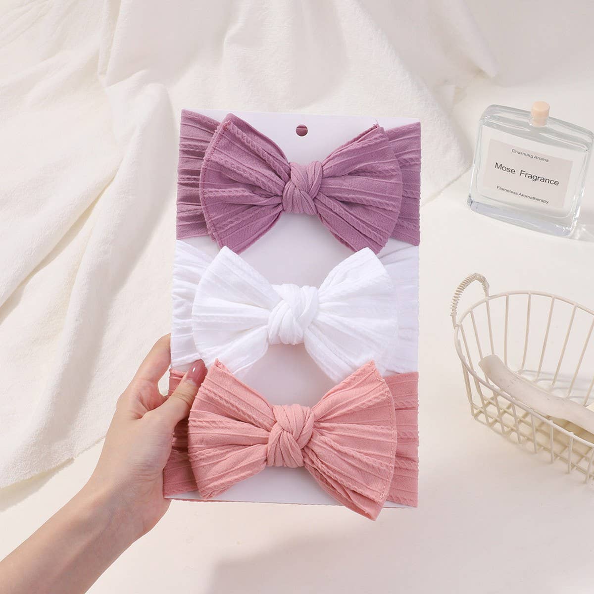 Elastic Baby Girl Bow Headbands ? 3PCS Set