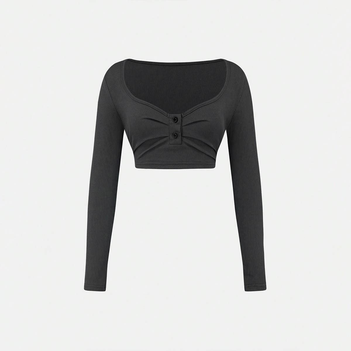 V-NECK CROP SEXY SHORT LONG-SLEEVED TOP