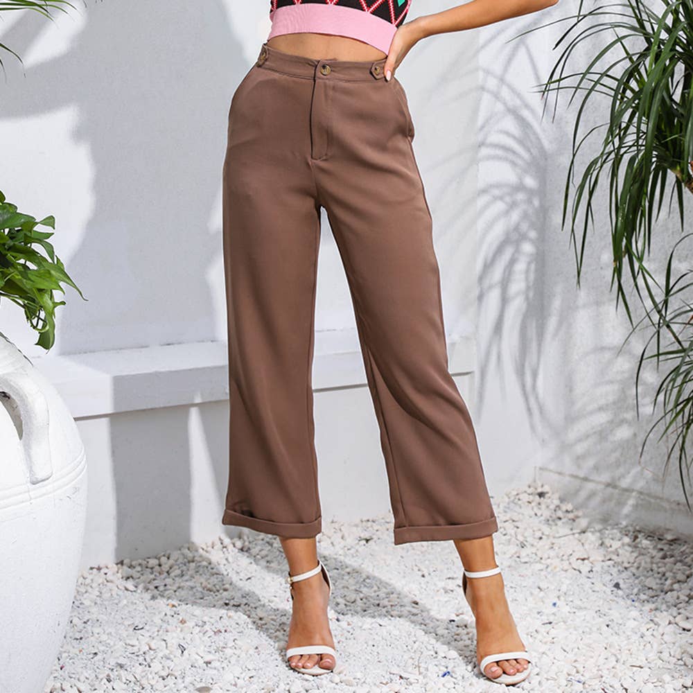 COMMUTER CHIC HIGH-WAISTED CASUAL LOOSE PANTS
