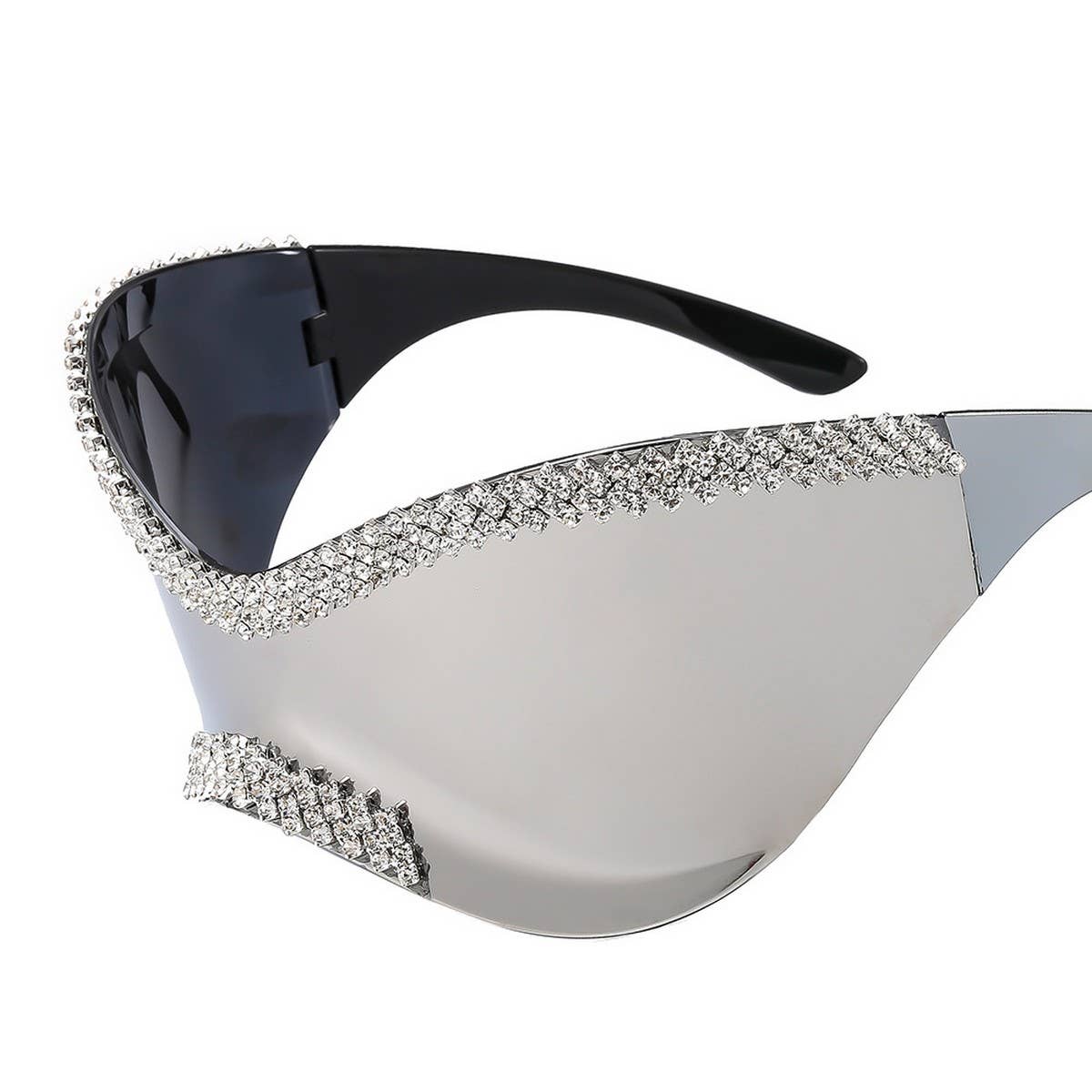 LUXURY RHINESTONE LARGE FRAME CYCLING SUNGLASSES