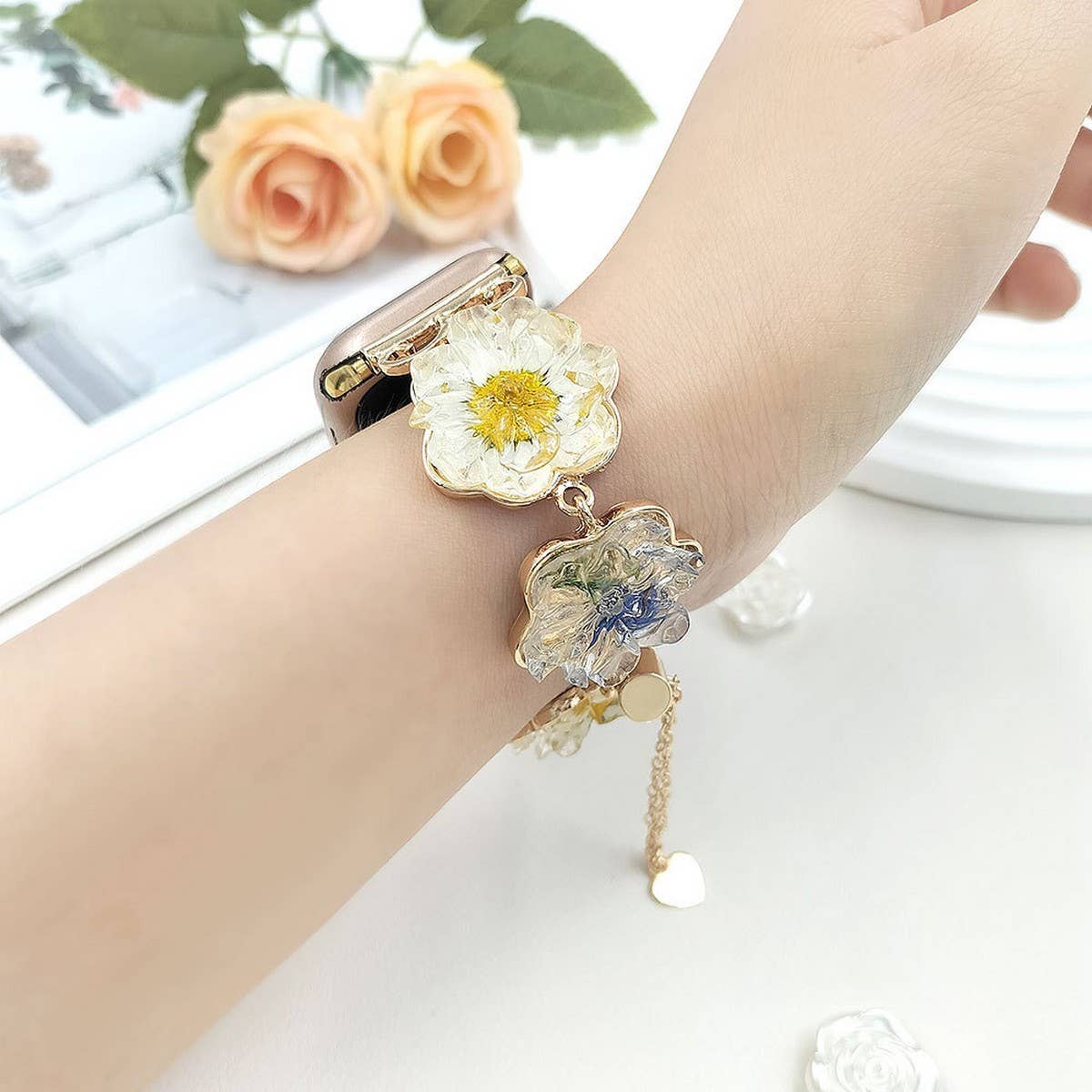 IWATCH8-1 TRANSPARENT DAISY DRIED FLOWER STRAP