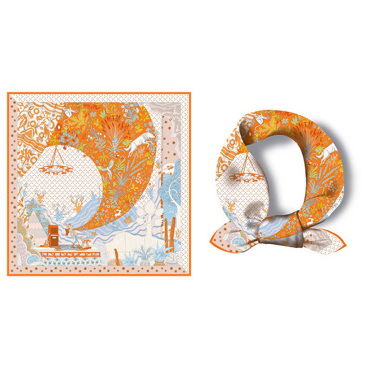 Silk Feel Square Scarf for Travel & Styling