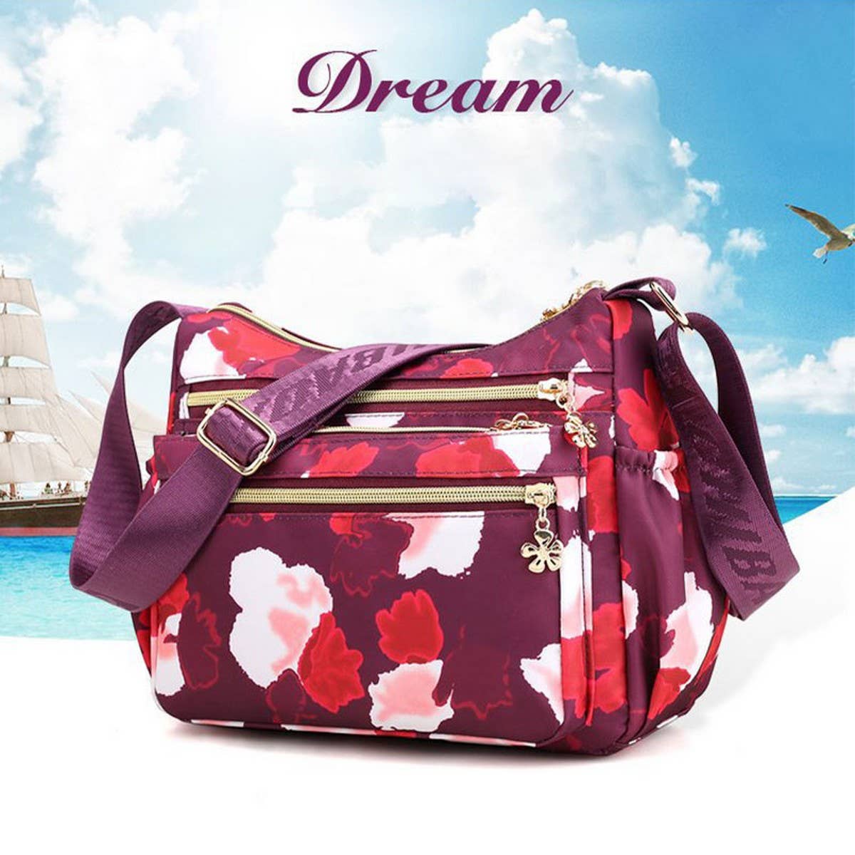MULTILAYER PRINTED BACKPACK SHOULDER CROSSBODY BAG
