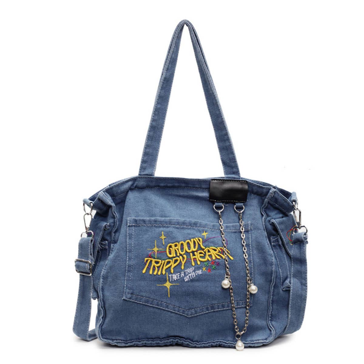 Fashionable casual versatile denim crossbody bag