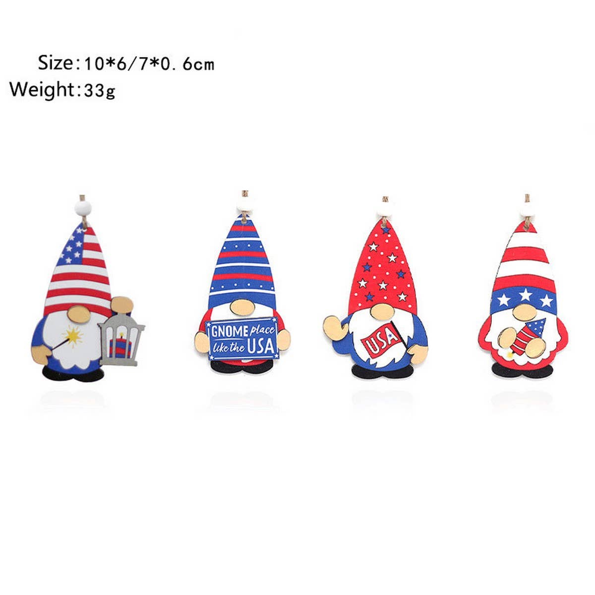 US Flag Faceless Gnome Wooden Hanging Decor_CWAJE05407