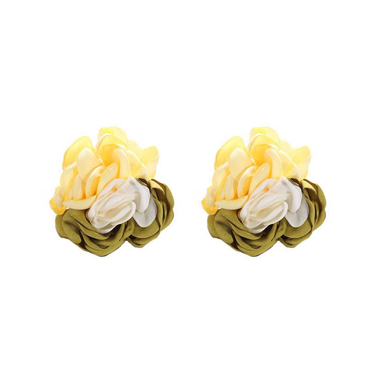 Colorblock Fabric Flower Stud Trendy Earrings