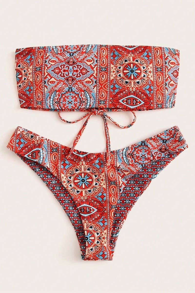 CWMW0849_PRINTED TWO-PIECE SWIMSUIT SET