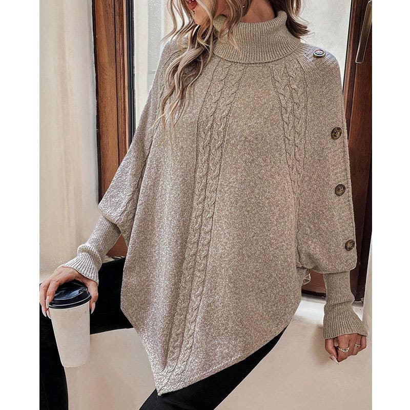 STYLISH HIGH-NECK LONG-SLEEVED BATSLEEVE KNITWEAR