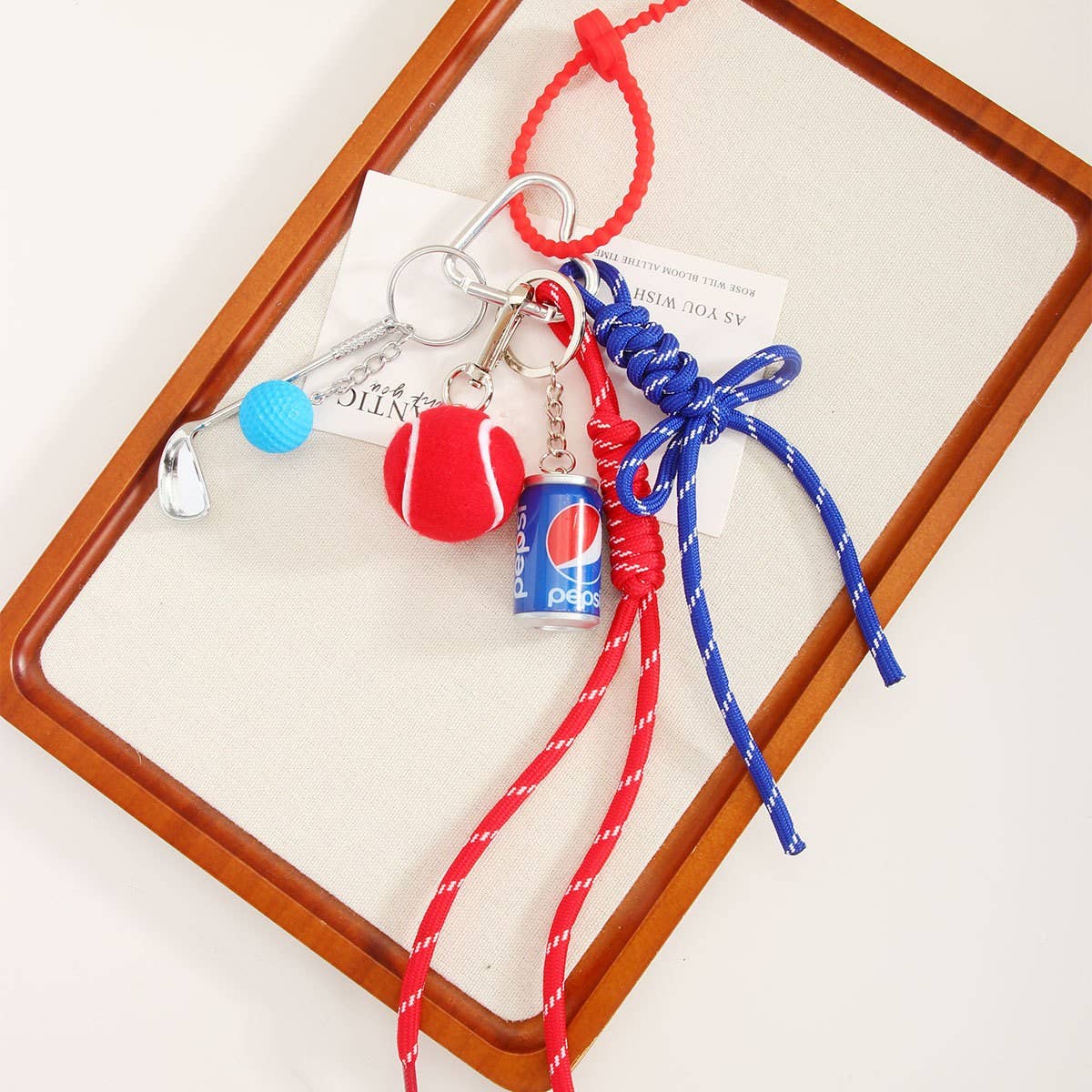 Sporty Mini Cola Bottle & Golf Ball Keychain_CWMM7766