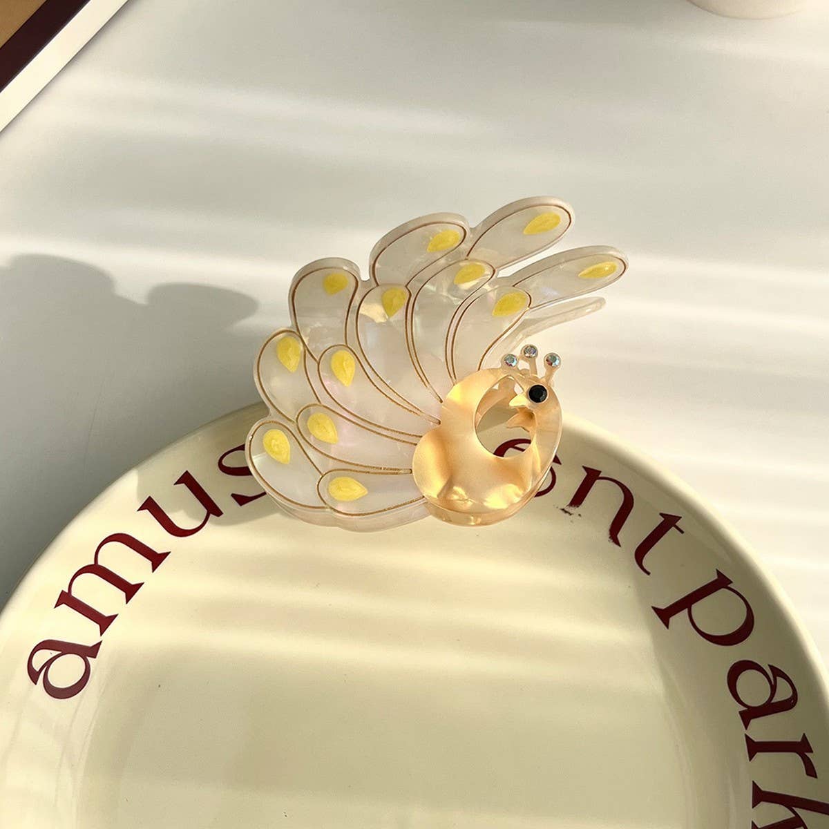 Peacock Acetate Hair Claw, Rhinestone Chic Clip_CWAHA5900