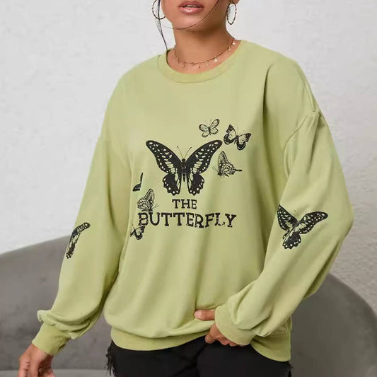 LETTER BUTTERFLY PRINT LONG-SLEEVED HOODIE