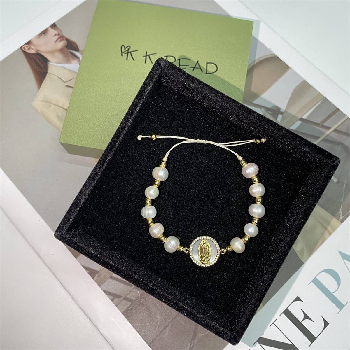 CWAJE4560_VINTAGE ROUND FRESHWATER PEARL BRACELET