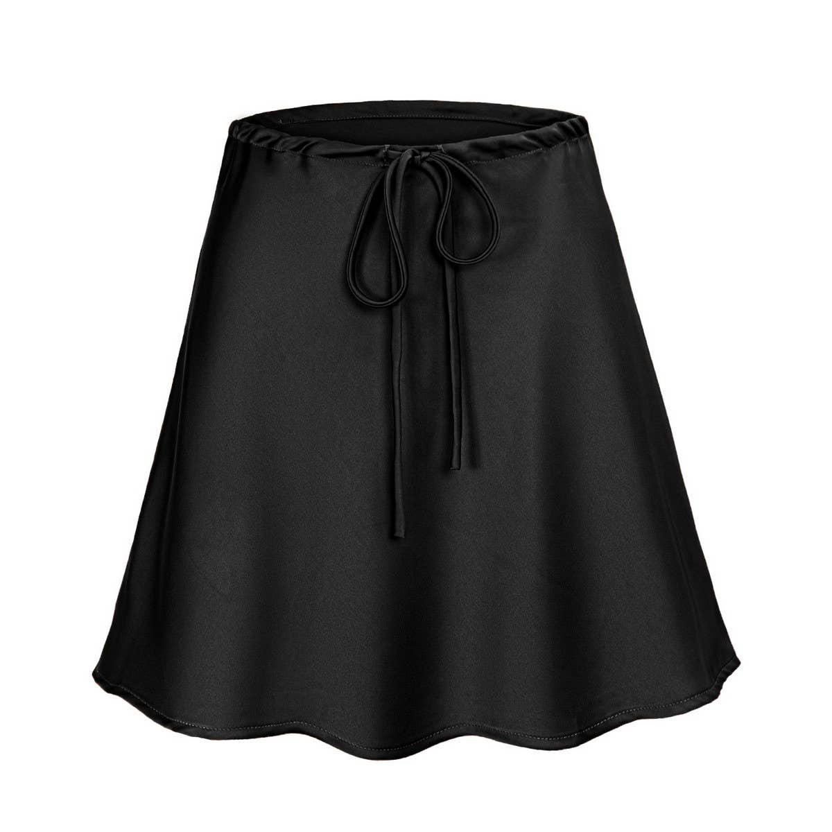 SATIN SKIRT DRAWSTRING CASUAL SHORT SKIRT
