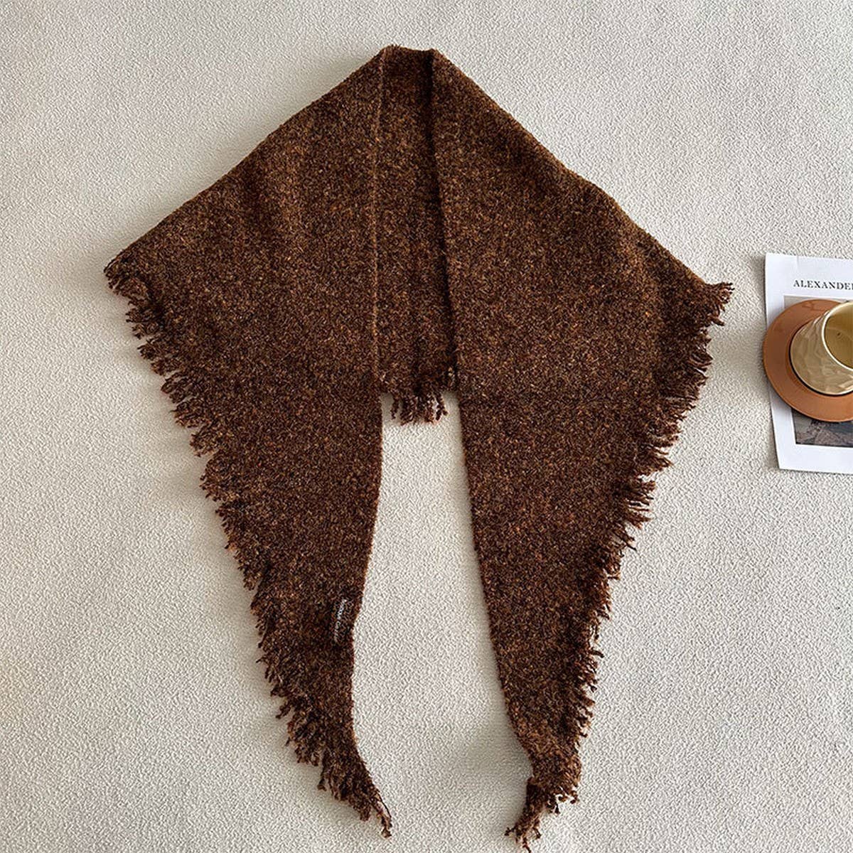 Solid Wool Blend Triangle Scarf for Women_CWASC2287