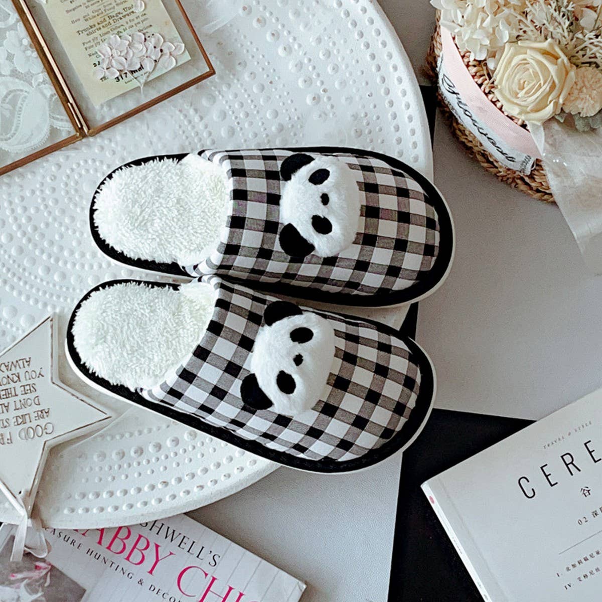 CUTE PANDA COTTON NON-SLIP SLIPPERS FOR WOMEN