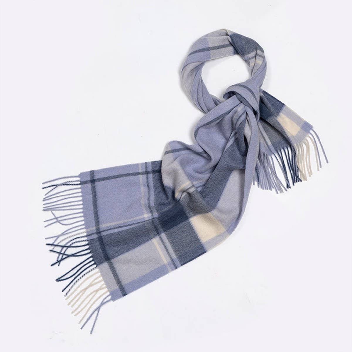 100% Wool Plaid Scarf Red Check Winter Warmth_CWASC2325