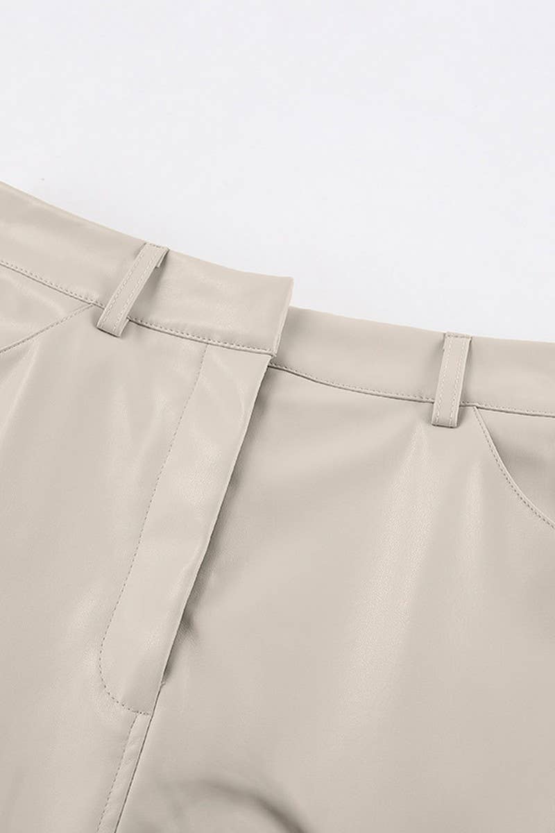 CWBMS0250_VINTAGE PLUS VELVET PU LEATHER SLIT SKIRT