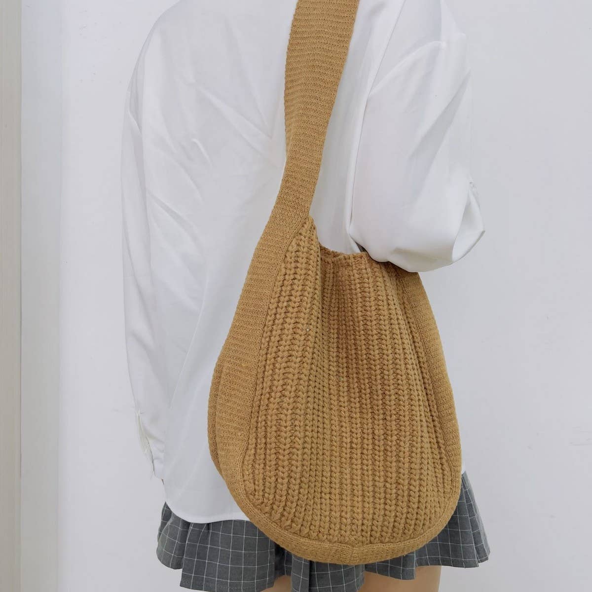 CWAB4578_SOLID COLOR KNITTED CROSSBODY SHOULDER BAG