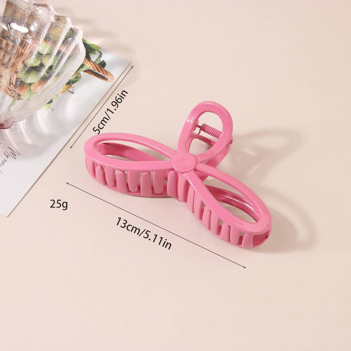 5.12" Glossy Resin Bow Hair Claw Clips for Women_CWAHA0486