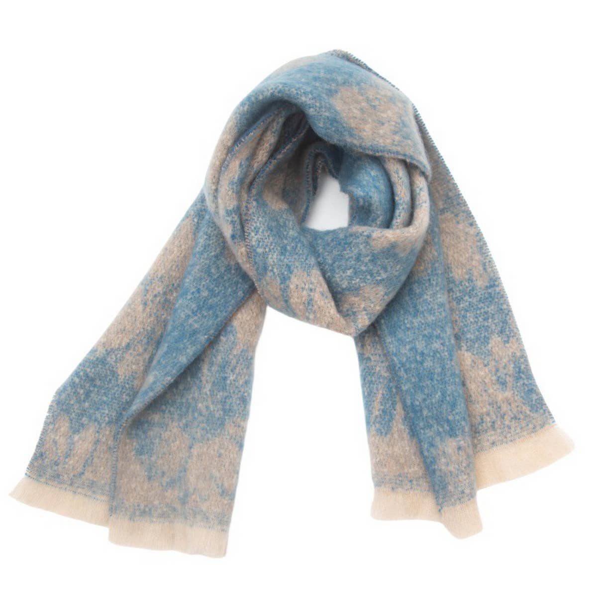 Floral Jacquard Scarf ? Winter Short Fringe Wrap