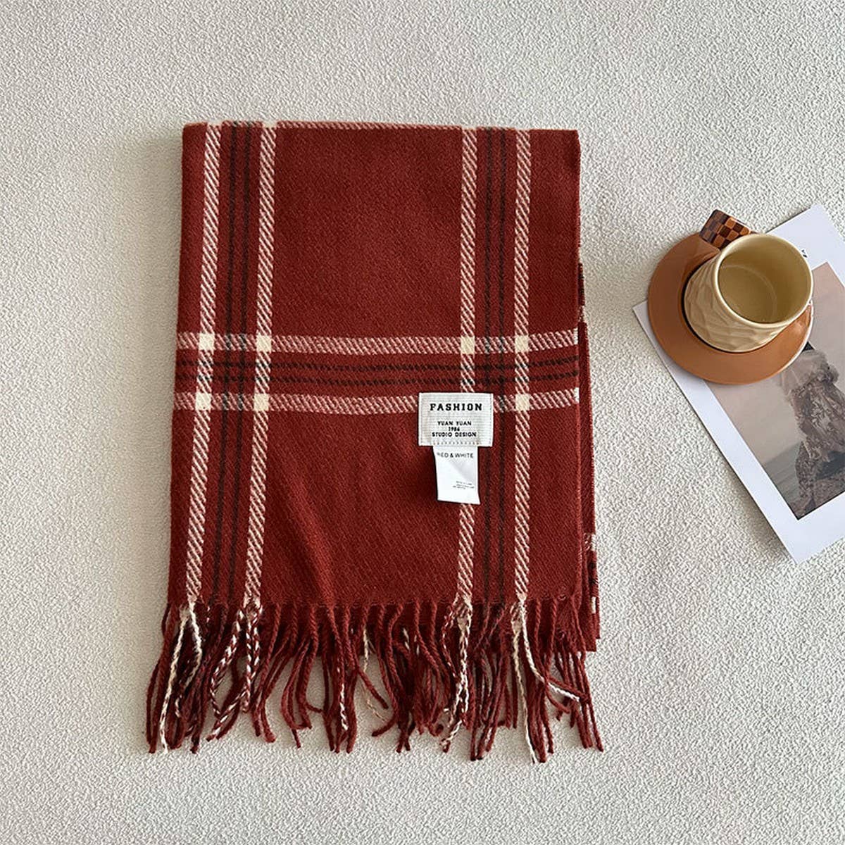 Angora Red Scarf for Women ??Winter Warmth & Style_CWASC2297