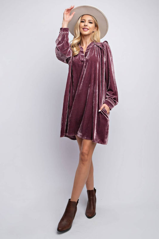 SOLID COLOR STRAIGHT VELVET CASUAL SIMPLE DRESS