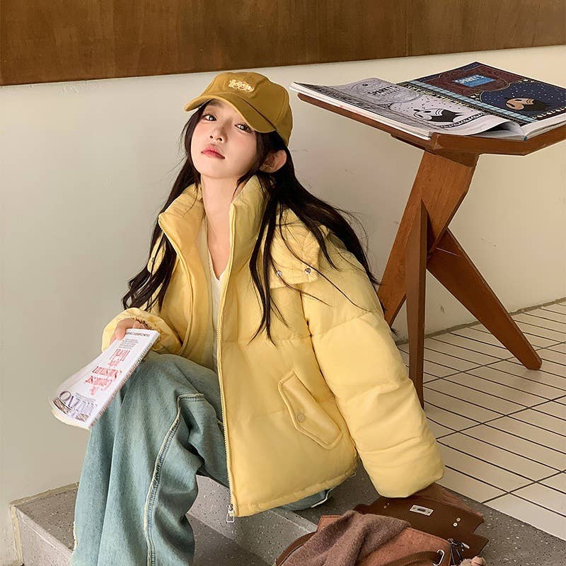 Hooded feels corduroy texture cotton-padded coat