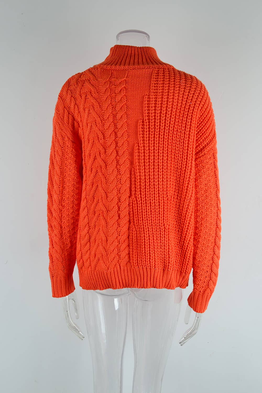 TWIST KNIT HALF TURTLENECK SOLID COLOR SWEATER