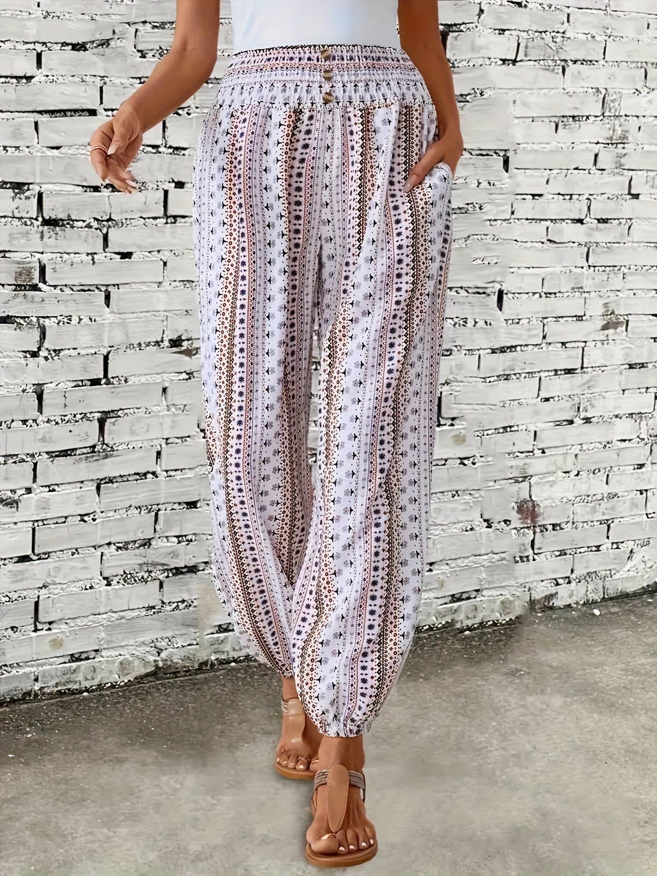 Casual loose, tight-fitting wide-leg pants