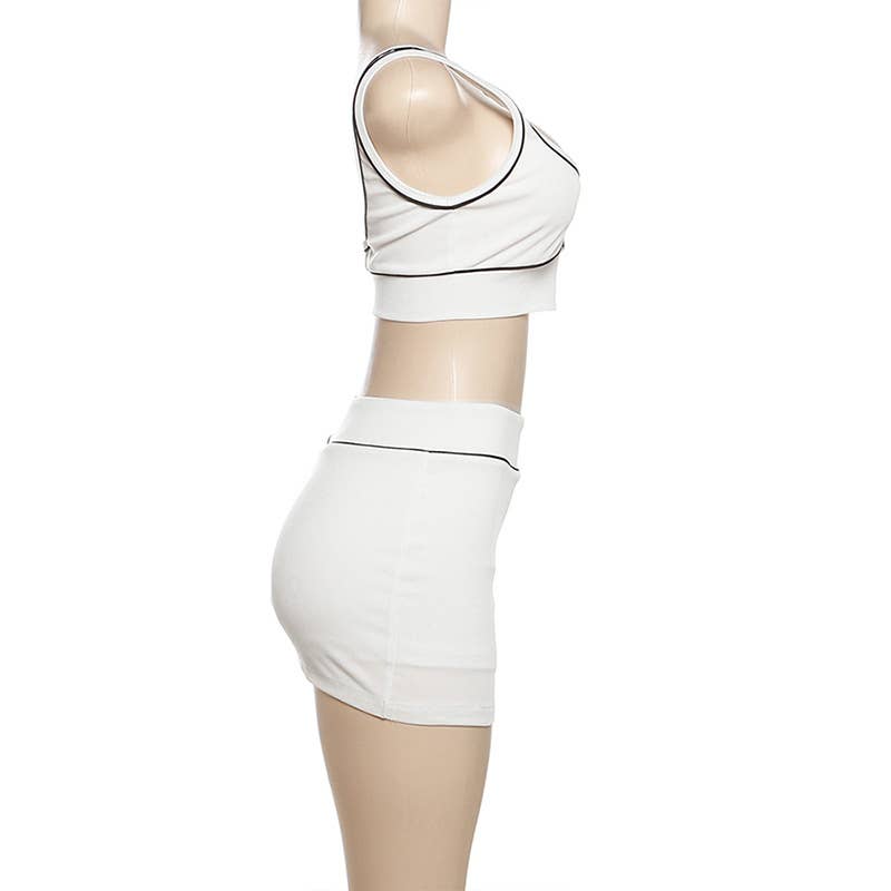 Sexy Crop Tank and Bodycon Skirt Sports Set