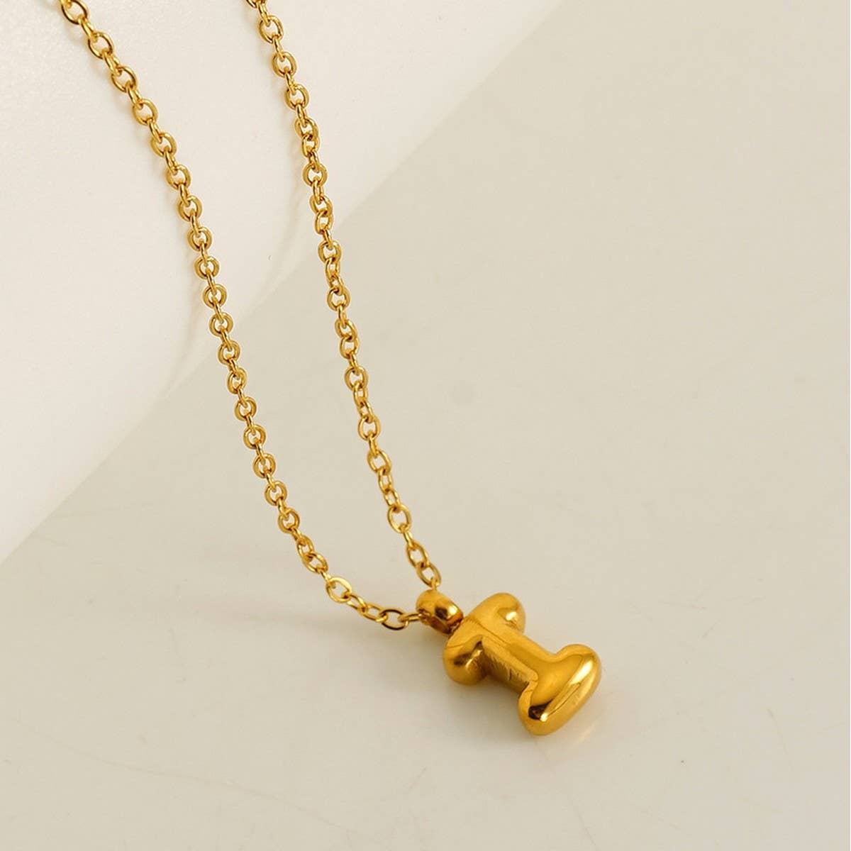 CWAJE1939_Mini Simple Bubble Letter Necklace,Gold