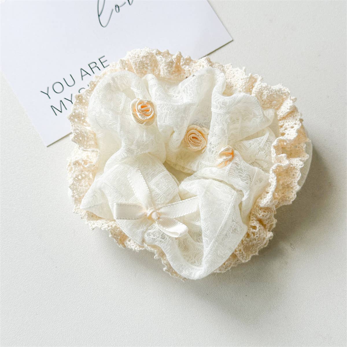 VINTAGE PEARL ROSE HAIRBAND HAIR TIE_CWAHA1359