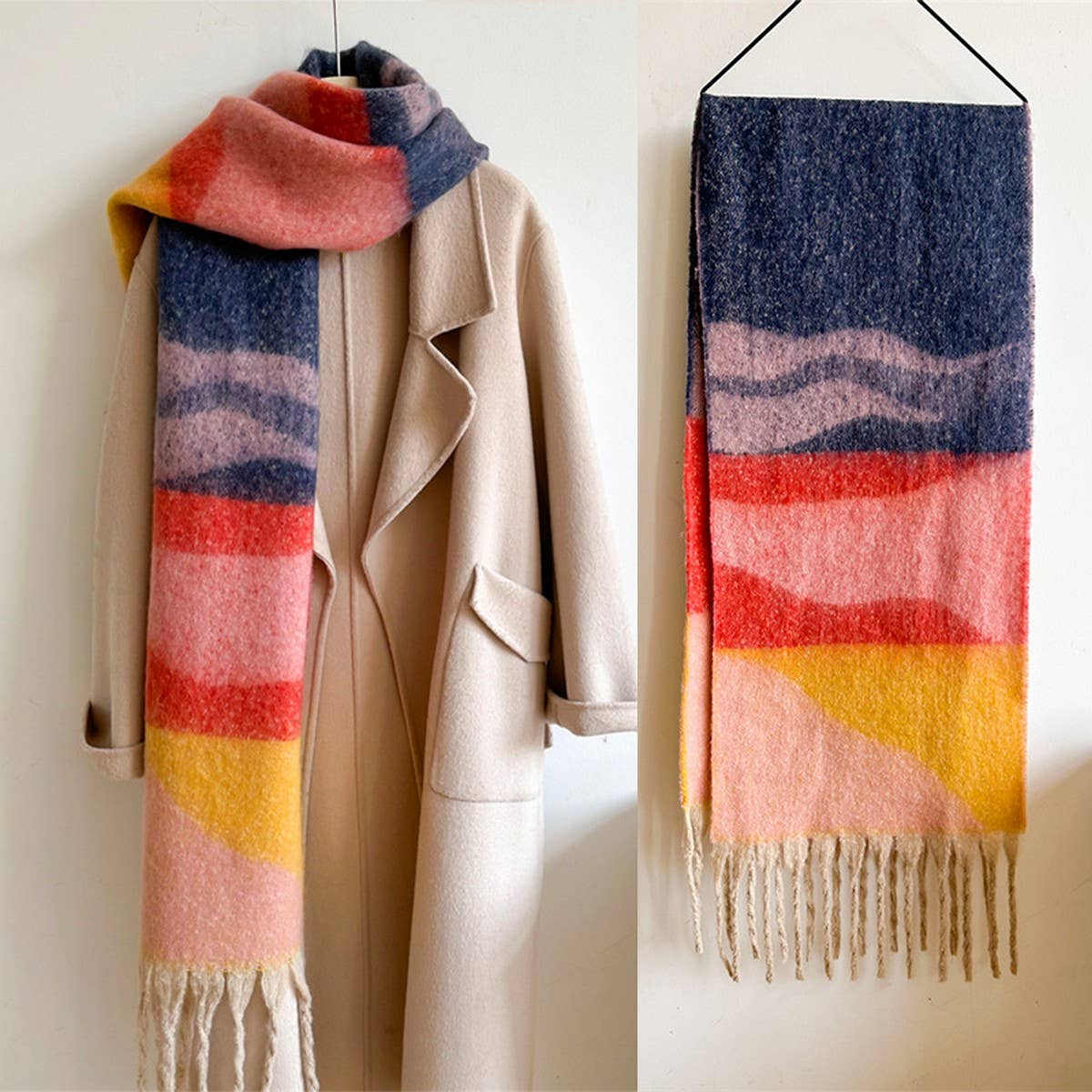 Colorblock Winter Scarf - Thick Warm Unisex Wrap