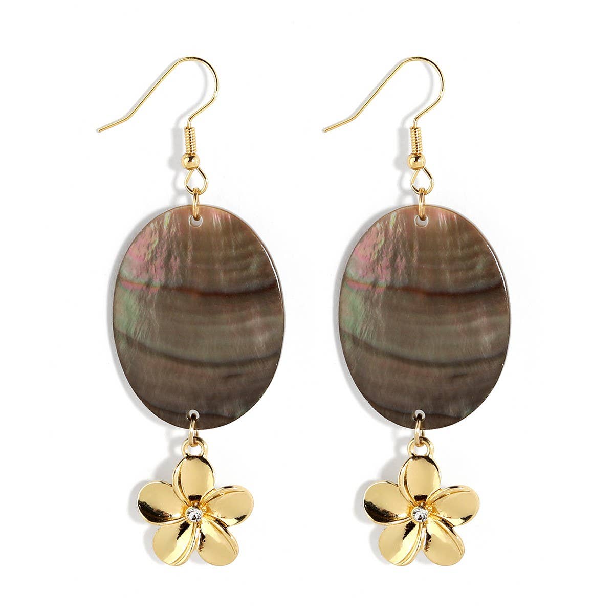 MINIMALIST NATURAL BLACK SHELL OVAL EARRINGS