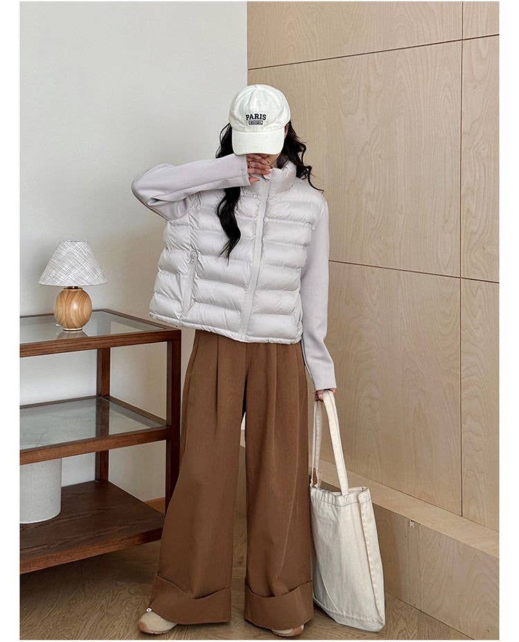 Short thin warm padded splicing padded jacket