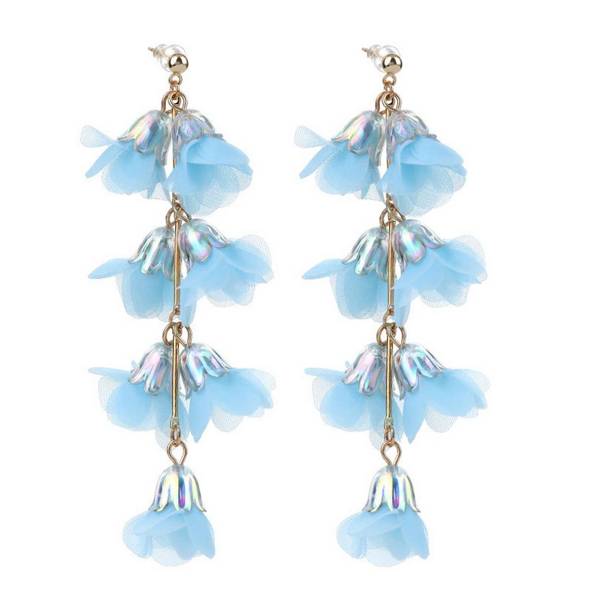 Crystal Flower Tassel Earrings Elegant Long Drops