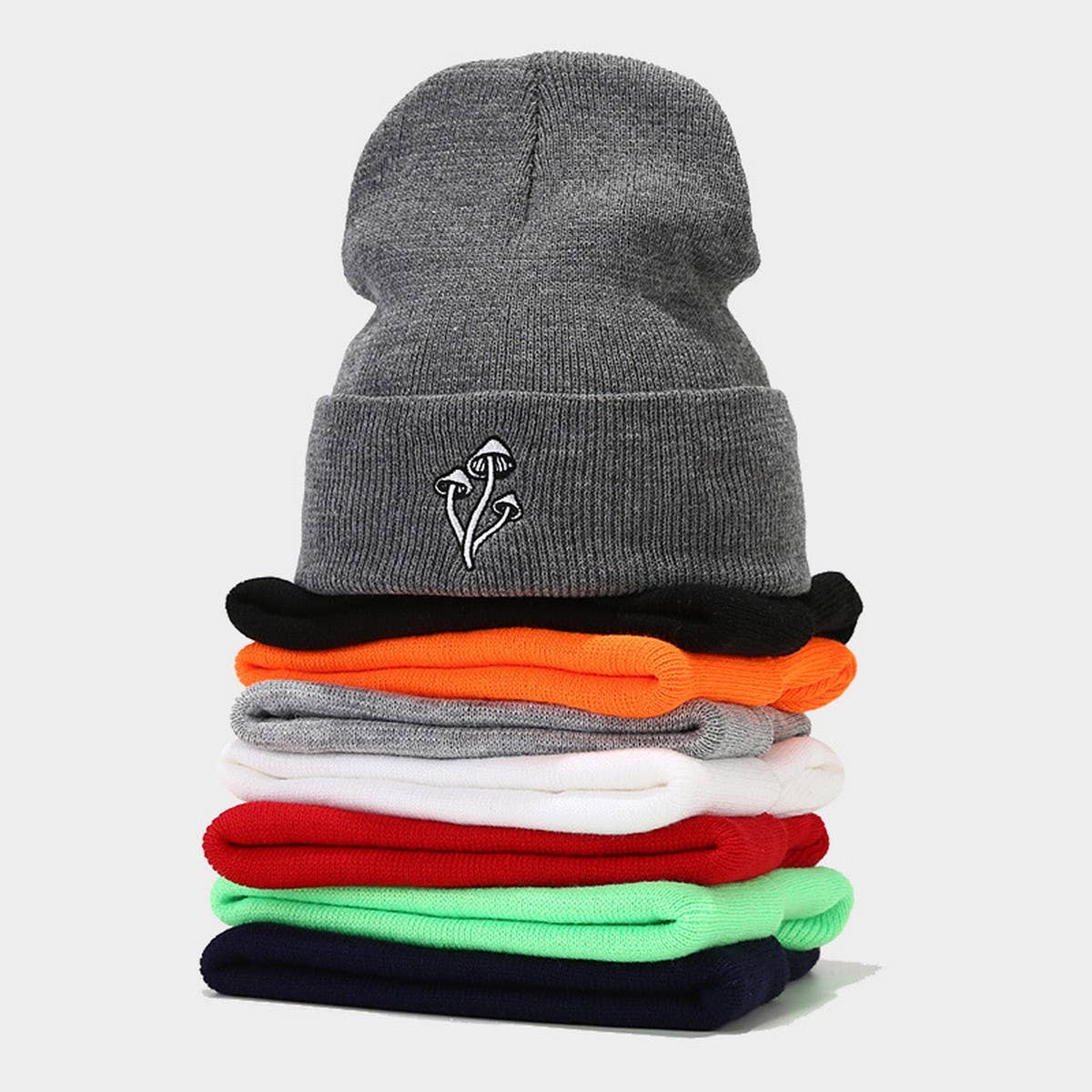 MUSHROOM EMBROIDERED KNITTED HAT SIMPLE _CWAH2089