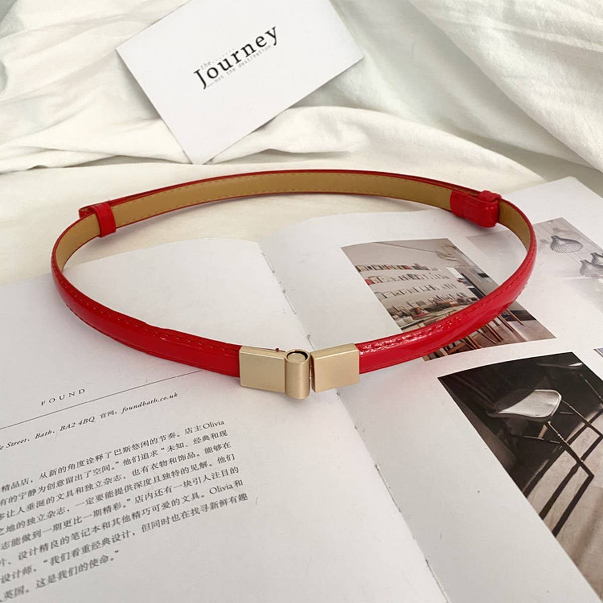 SIMPLE AND VERSATILE GOLD BUCKLE SWEATER BELT_CWABE0669