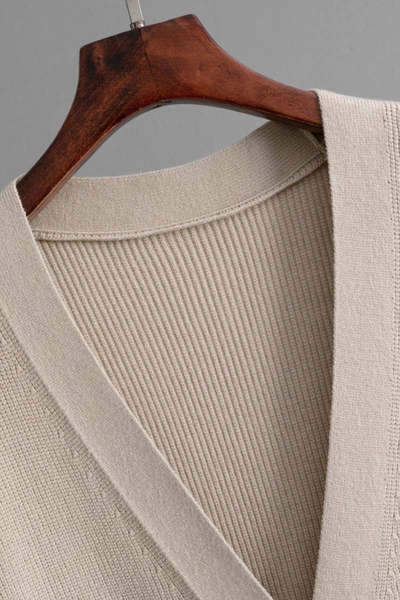 CWOCAL00669_SOLID LOOSE V NECK LONG KNIT CARDIGAN