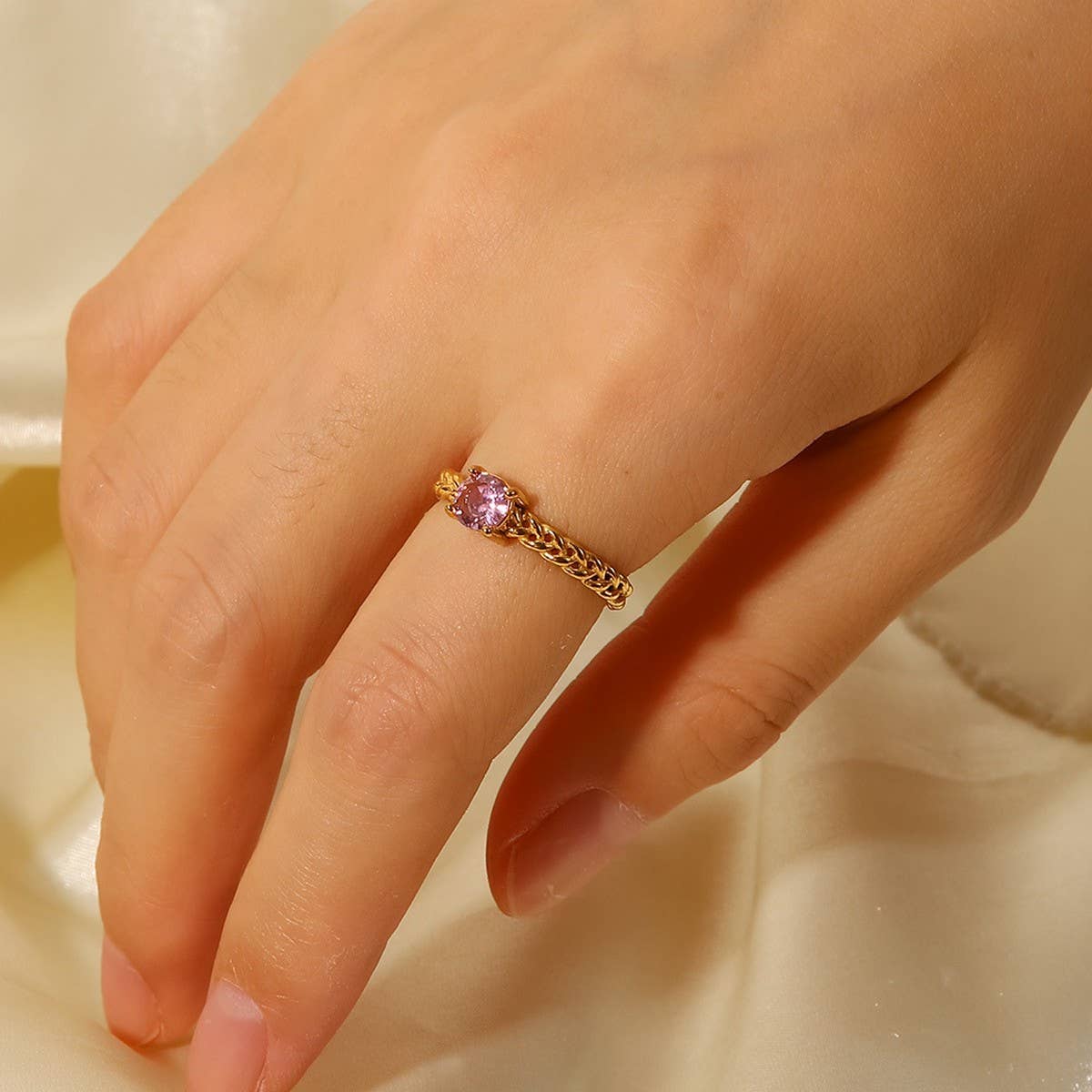 ZIRCON INLAY RINGS ADJUSTABLE TITANIUM STEEL RINGS_CWAJE1238