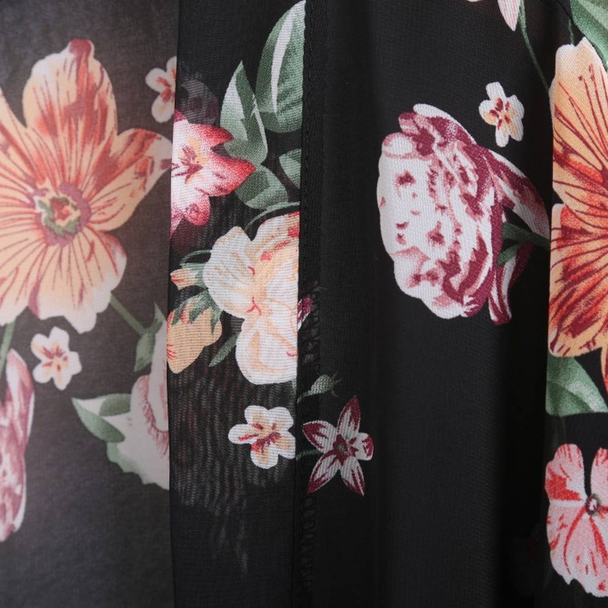 FLORAL PRINT FLOUNCE SLEEVE KIMONO