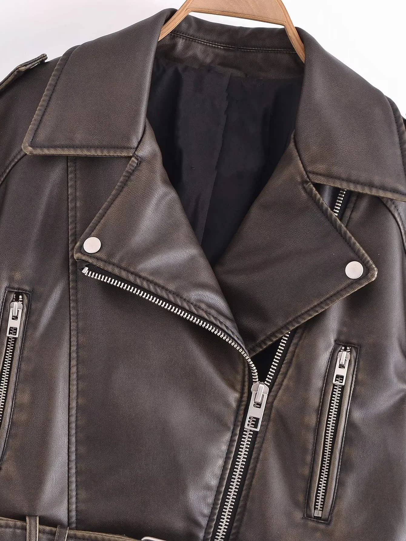 Fashion street-style motorcycle leather jacket