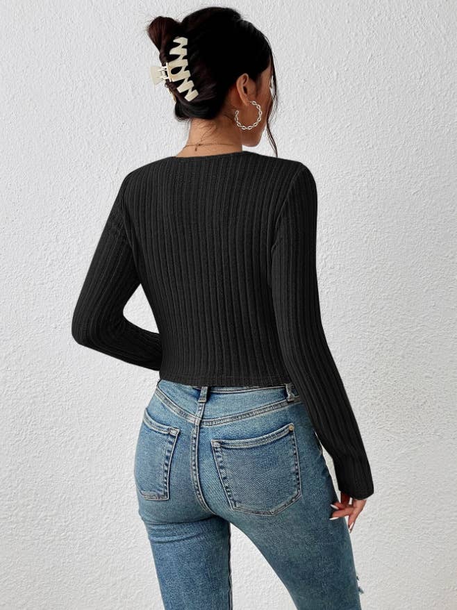 SLIM-FIT CREW NECK LONG SLEEVE PIT STRIP SWEATER