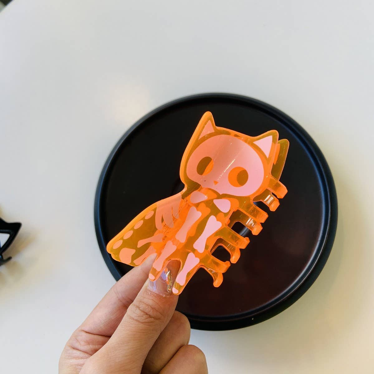 Glow Skull Pumpkin Acetate Hair Claw ? 8.3cm Clip
