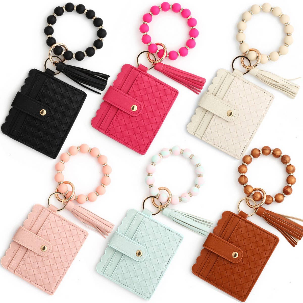 Woven Card Holder with Silicone Bead Keychain_CWAB4961