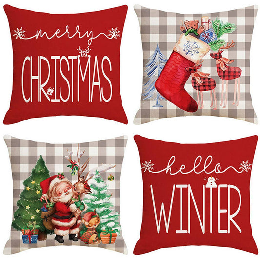 PLAID SNOWMAN CHRISTMAS PILLOWCASE_CWMM1380