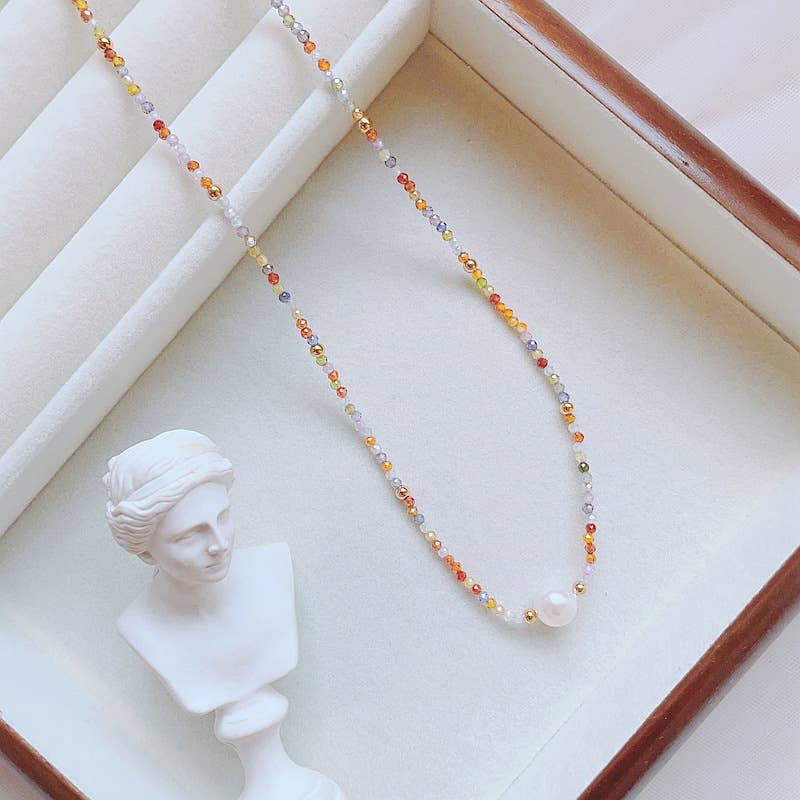 Baroque pearl natural stone necklace