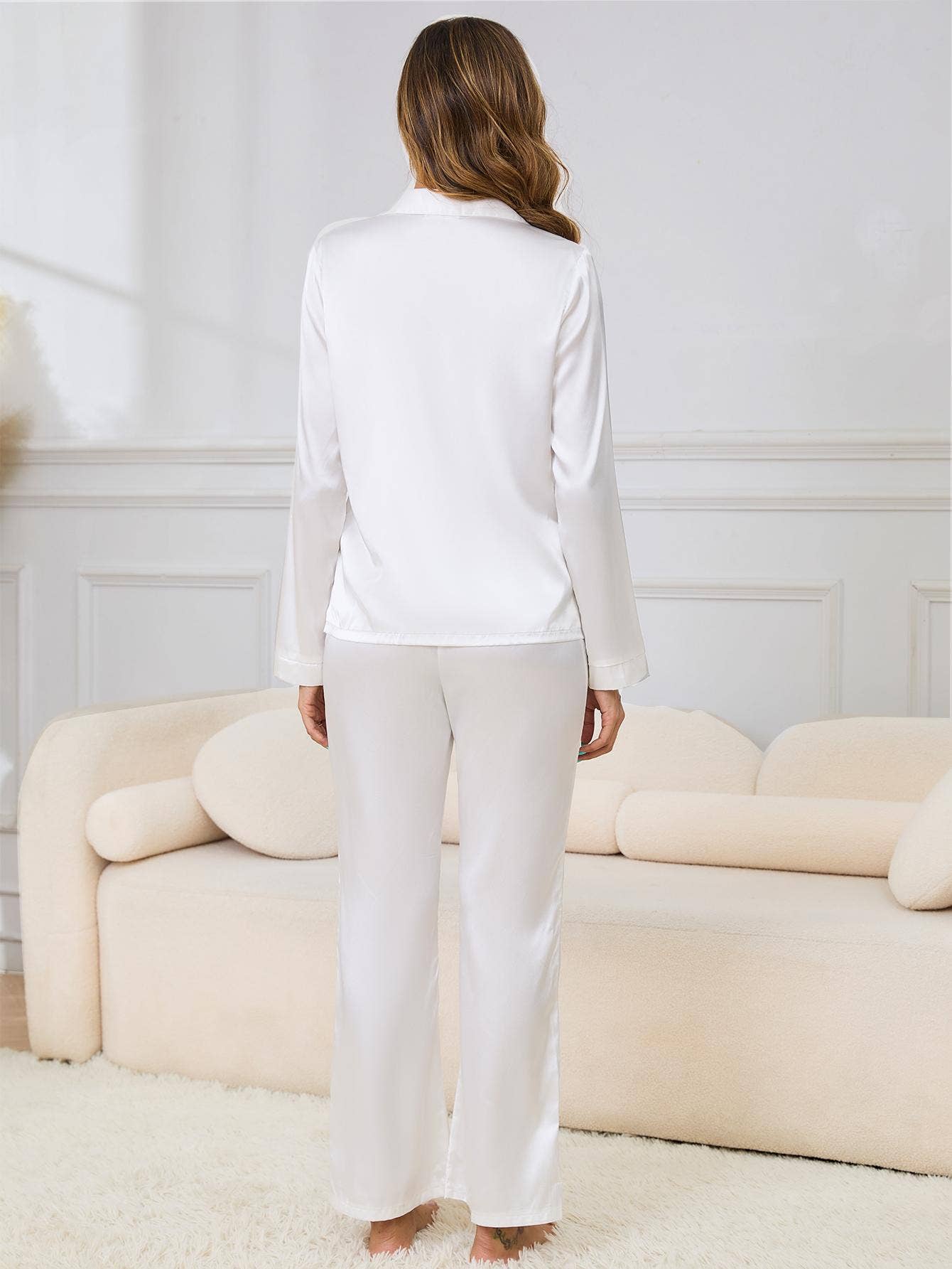 ICE SILK LONG SLEEVE TROUSERS TWO-PIECE HOME WEAR